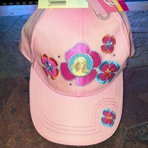 Barbie Pink Ball Cap With Portrait and Embroidery Floral Design
